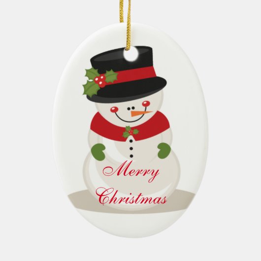 Weihnachtsfeier/Schneemann Keramikornament (Hinten)