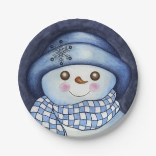 Weihnachtsfeier Schneemann Papier Teller