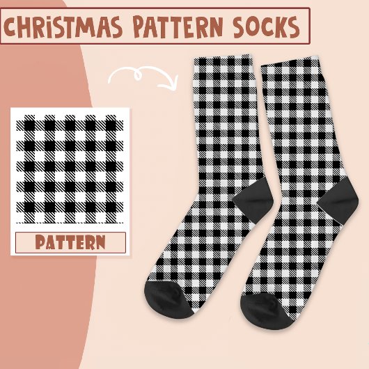 Weihnachtsfeier Schwarz-Weiß-Muster Socken