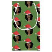 Weihnachtsfeier, Schwarze Frau, Grün Kleine Geschenktüte (Rückseite)