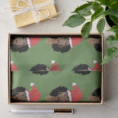 Weihnachtsfeier, Schwarze Frau, Grün Seidenpapier (Geschenk)