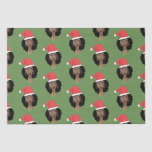 Weihnachtsfeier, Schwarze Frau, Grün Seidenpapier