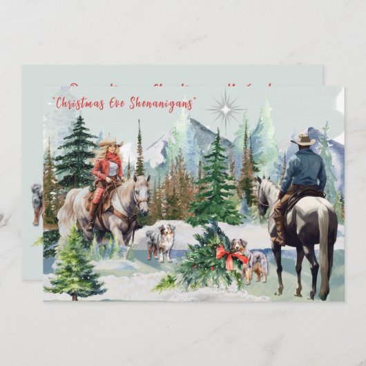 Weihnachtsfeier Shenanigans mit Aussies Card Feiertagskarte (Vorne/Hinten)