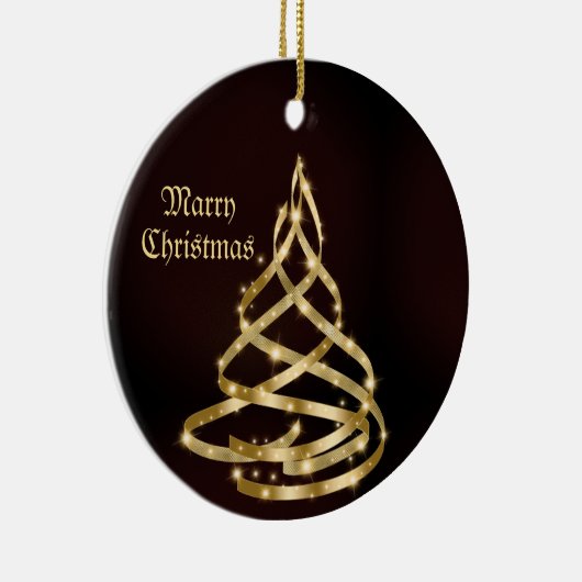 Weihnachtsfeier Shiny Golden Ribbon Tree Keramik Ornament (Rechts)
