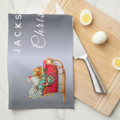 Weihnachtsfeier Silber Glitzer Schlitten Geschirrtuch (Viertel Falte)