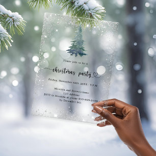 Weihnachtsfeier silberner Schnee Baum frostig Acryleinladungen