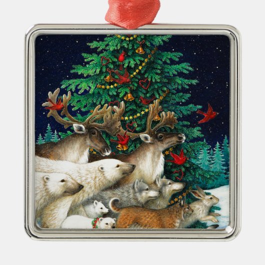 Weihnachtsfeier Silbernes Ornament (Vorne)