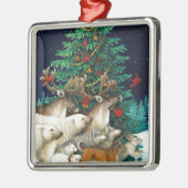 Weihnachtsfeier Silbernes Ornament (Links)