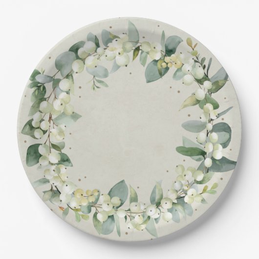 Weihnachtsfeier Snowberry Pappteller (Vorderseite)