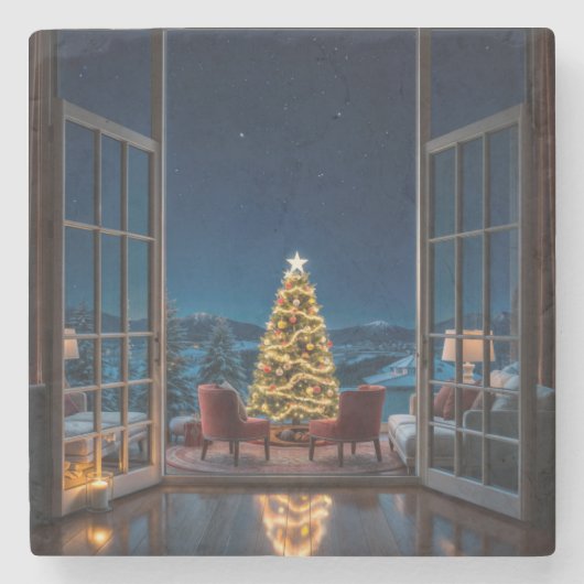 Weihnachtsfeier Steinuntersetzer (Vorderseite)