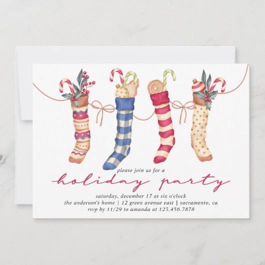 Weihnachtsfeier Strumpf Einladung (Vorderseite)