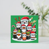 Weihnachtsfeier Sushi Einladung (Stehend Vorderseite)