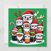 Weihnachtsfeier Sushi Einladung (Vorderseite)