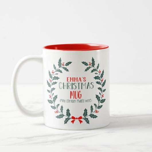 Weihnachtsfeier Tasse mit Namen (Links)