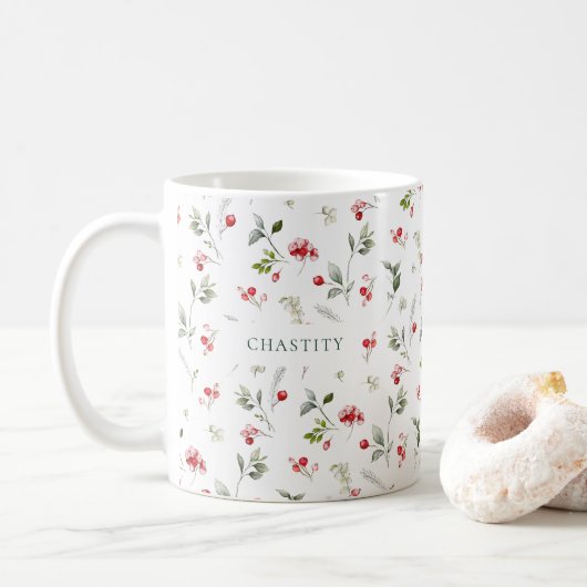 Weihnachtsfeier Tasse mit Red Berry Bouquet (Mit Donut)