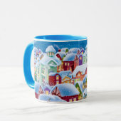 Weihnachtsfeier Tasse mit schneebedeckten Häusern (Vorderseite Links)