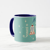 Weihnachtsfeier und Ornament Tasse (Vorderseite Links)