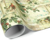 Weihnachtsfeier und Vögel Geschenkpapier (Rolleneckpunkt)