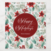 Weihnachtsfeier Unternehmensgrün Poinsettie  Weinetikett (Einzelnes Label)