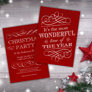 Weihnachtsfeier Urlaubscocktails Vintage Rot Einladung