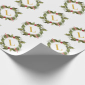 Weihnachtsfeier Vintage-Stechpalmen-Monogramm-Kran Geschenkpapier (Ecke)