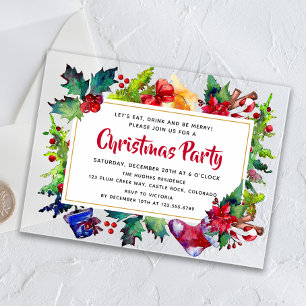 Weihnachtsfeier Wasserfarbe Festtags-Ikonen Acryleinladungen