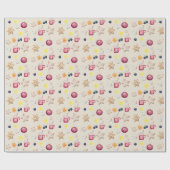 Weihnachtsfeier Wasserfarbe Lebkuchen Geschenkpapier (Flach)