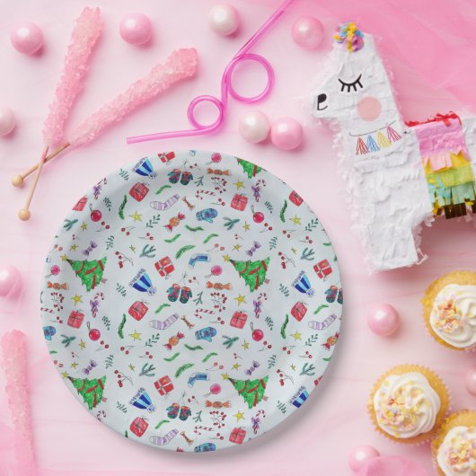 Weihnachtsfeier Wasserfarbe Pappteller (Party)