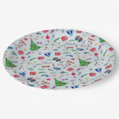 Weihnachtsfeier Wasserfarbe Pappteller (Schrägansicht)