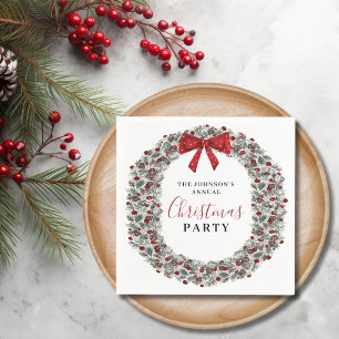 Weihnachtsfeier Wasserfarben Kranz Serviette