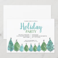 Weihnachtsfeier "Watercolor Green Christmas Trees"