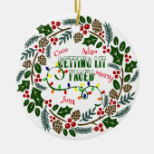 Weihnachtsfeier, Weihnachten Keramik Ornament (Vorne)