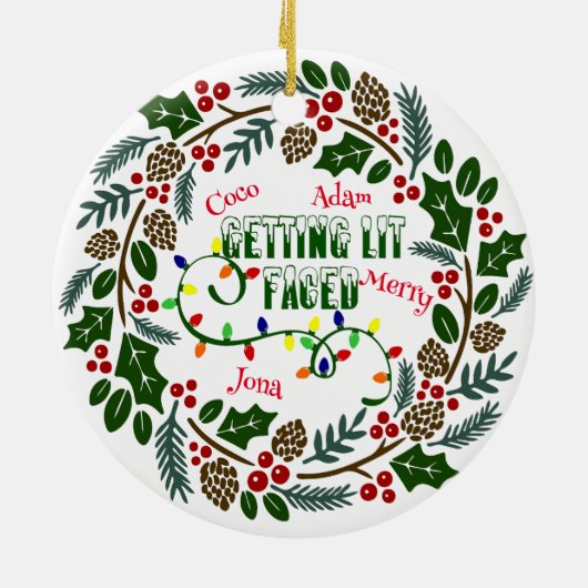 Weihnachtsfeier, Weihnachten Keramik Ornament (Hinten)