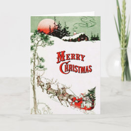 Weihnachtsfeier Weihnachten, Schlitten und Rentier Feiertagskarte
