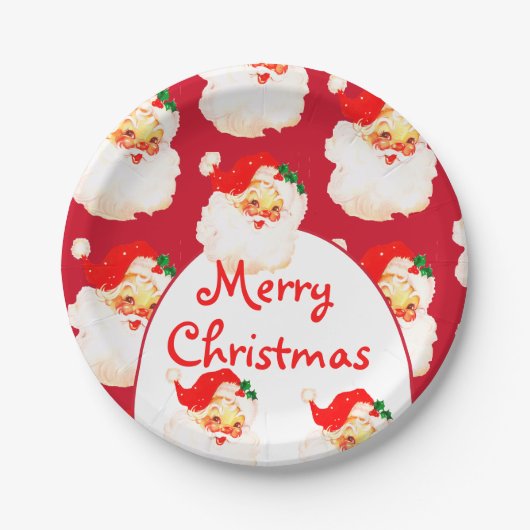 Weihnachtsfeier Weihnachtsfeier Weihnachtsmann Rot Pappteller (Vorderseite)