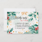 Weihnachtsfeier - Weihnachtskarte - Holly RSVP Karte (Vorderseite)