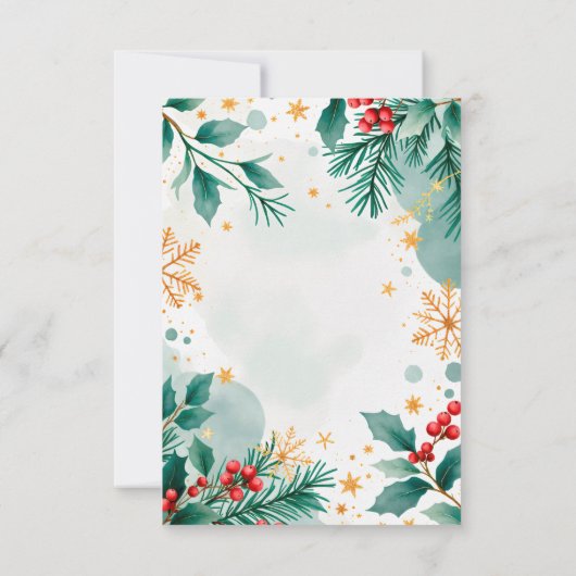 Weihnachtsfeier - Weihnachtskarte - Holly RSVP Karte (Rückseite)