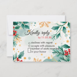 Weihnachtsfeier - Weihnachtskarte - Holly RSVP Karte
