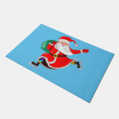 Weihnachtsfeier Weihnachtsmann mit Geschenk Fußmatte (Schrägansicht)