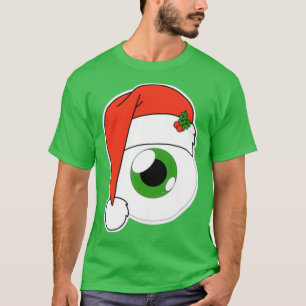 Weihnachtsfeier Weihnachtsmannmütze Eyeball Green  T-Shirt