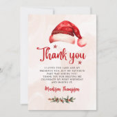 Weihnachtsfeier Weihnachtsmannmütze Geburtstagspar Dankeskarte (Vorderseite)