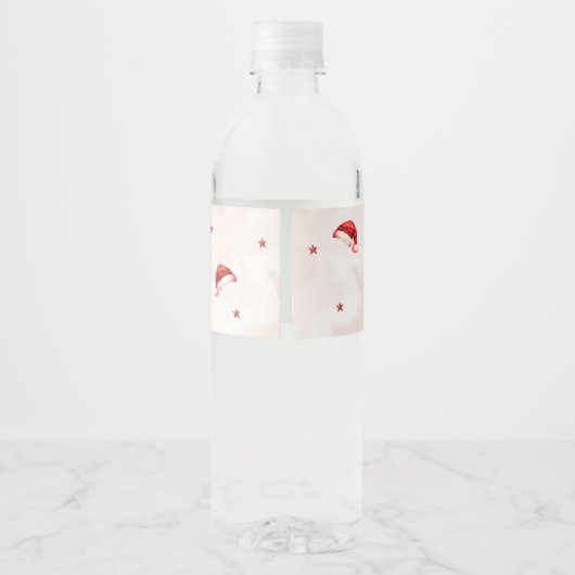 Weihnachtsfeier Weihnachtsmannmütze Geburtstagspar Wasserflaschenetikett (Rückseite)