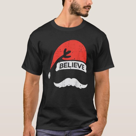 Weihnachtsfeier Weihnachtsmannmütze Mustache glaub T-Shirt (Vorderseite)