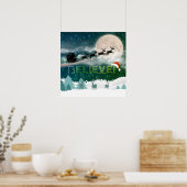 Weihnachtsfeier Weihnachtsmannmütze Rentier Sleigh Poster (Küche)