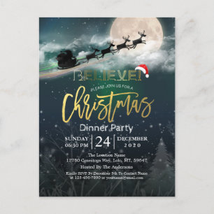 Weihnachtsfeier Weihnachtsmannmütze Rentier Sleigh Postkarte
