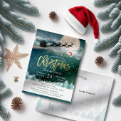 Weihnachtsfeier Weihnachtsmannmütze Rentier Sleigh Postkarte