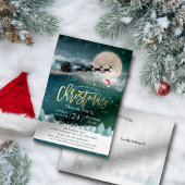 Weihnachtsfeier Weihnachtsmannmütze Rentier Sleigh Postkarte