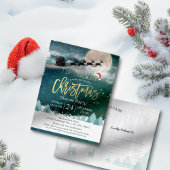 Weihnachtsfeier Weihnachtsmannmütze Rentier Sleigh Postkarte