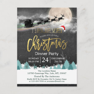 Weihnachtsfeier Weihnachtsmannmütze Rentier Sleigh Postkarte