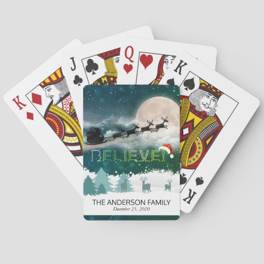Weihnachtsfeier Weihnachtsmannmütze Rentier Sleigh Spielkarten (Rückseite)